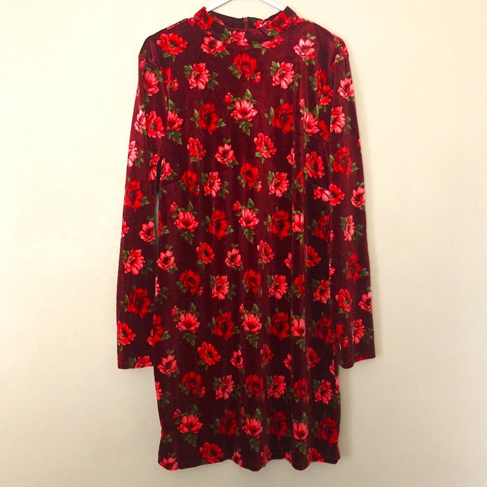 FOREVER 21 Floral Velvet Bodycon Dress SZ 3X - Picture 2 of 5